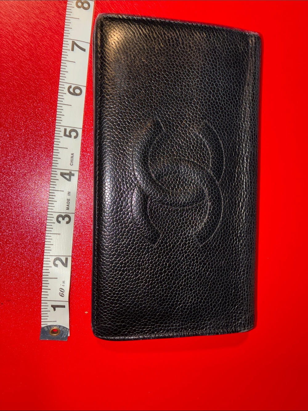 CHANEL Black Quilted Pebbled Long Wallet with Interlocking CC